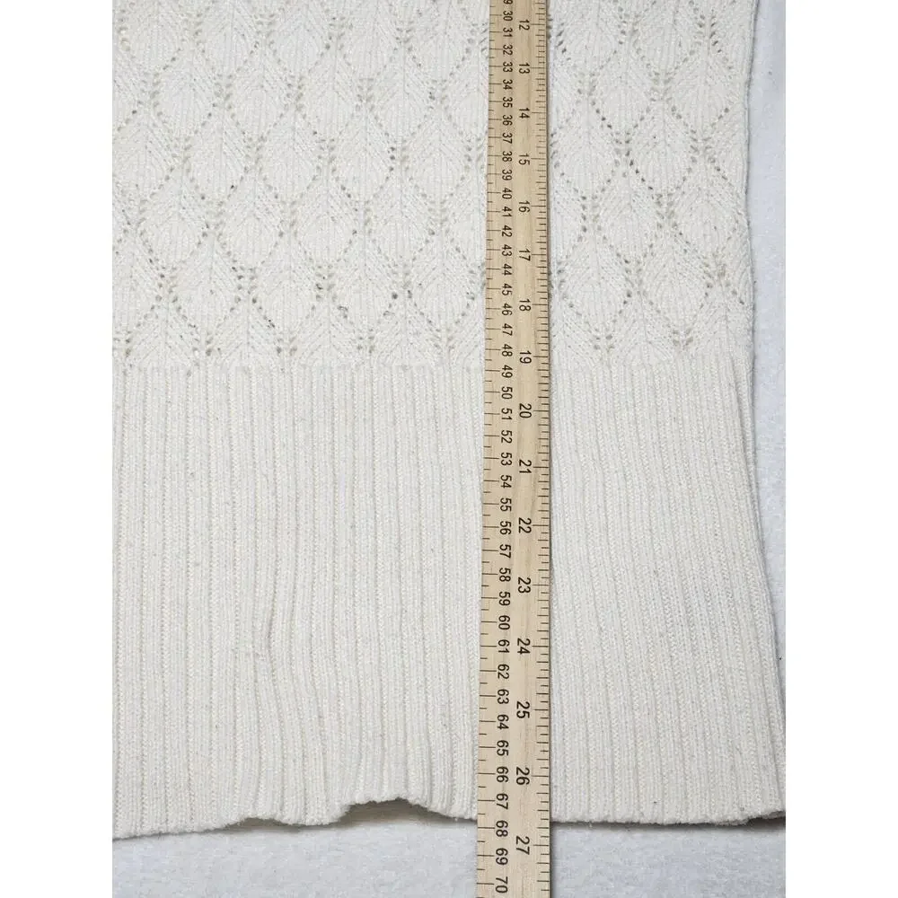 NINE & CO. BY NINE WEST 100% Acrylic Pullover Sweater White Crochet Sze Large - Picture 6 of 7